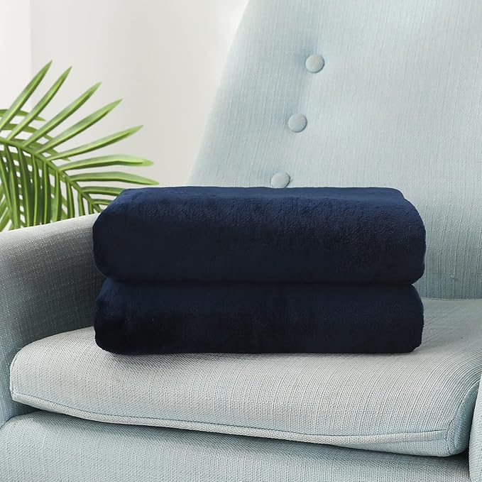 TASTHROW Large Flannel Fleece Throw Blanket, 50×70 Inch - Cozy Lightweight Thick Blanket - All Seasons Suitable for Women, Men and Kids (Navy)