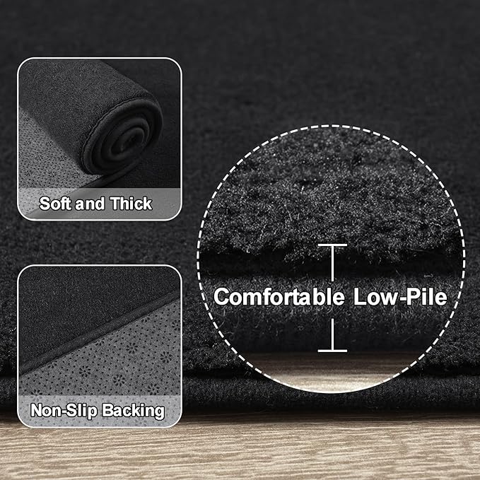 Amearea Modern Soft Hallway Runner Rug, 3x8 Feet Area Rug Runners for Hallways, Washable Runner Rugs, Non Slip Memory Foam Rug Black Runner Rugs Carpet for Entrance Kitchen Kids Room Decor