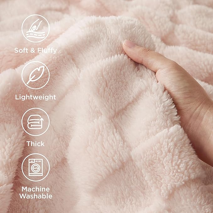 Bedsure GentleSoft Twin Blanket for Bed Light Pink - Super Soft Cozy Blankets for Kids Girls, Cute Fuzzy Fleece Throws for Bedroom Couch, 60x80 Inches