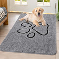 Smiry Dog Door Mat for Muddy Paws, Absorbent Dirt Trapper Non Slip Quick Dry Washable Chenille Mat for Mud Dogs, Entry Rug for Indoor and Outdoor (40x32 Inches, Grey and Black)