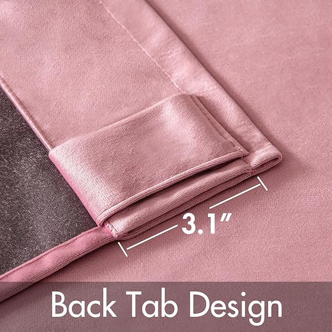 MIULEE Velvet Curtains 108 inches Long 2 Panels - Luxury Blackout Curtains for Girls Bedroom Nursery Living Room Thermal Insulated Super Soft Window Drapes Rod Pocket & Back Tab, Blush Pink