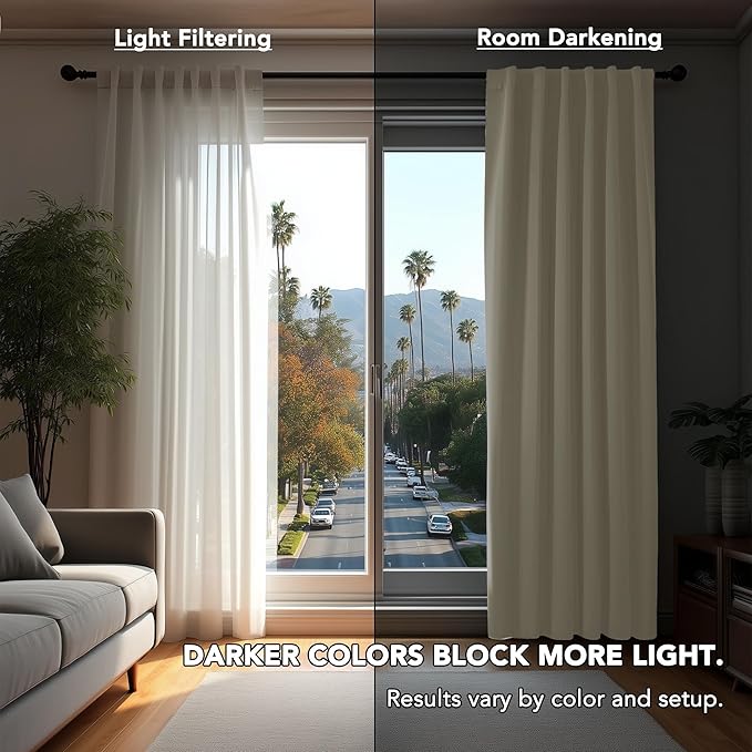 Deconovo Blackout Curtains, Thermal Insulated, W52 x L95 2 Panels, Back Tab, Machine Washable, Room-Darkening Drapes for Bedroom/Living Room Light Beige