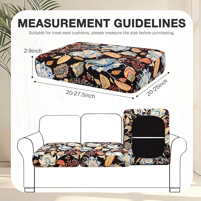 hyha 14Pcs Patio Cushion Covers, Stretch Outdoor Couch Cushion Covers Replacement, Washable Outdoor Chair/Sofa Slipcovers for Patio Furniture Cushions Protector with Elastic Bottom(Floral,Cover Only)