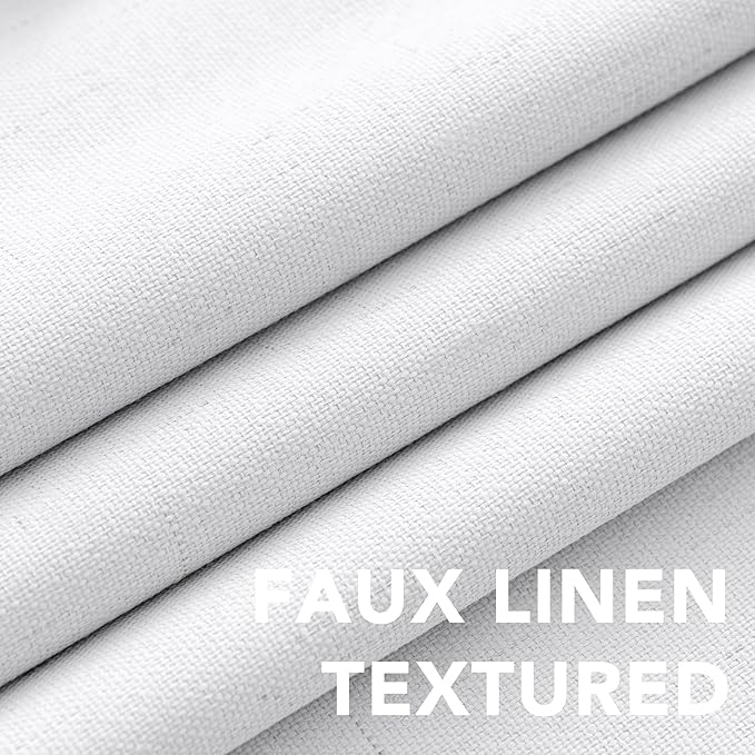 H.VERSAILTEX Linen Blackout Curtains Durable Thick Textured Linen Look 100% Blackout Patio Door Curtain Anti Rust Grommet Extra Wide Sliding Door Curtain Panel, W100 x L84 inch - Pure White