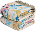 MSGKV Boho Throw Blanket for Couch Cotton Floral Blanket 50"x60" Throws for Sofa Chair Muslin Spring Breathable Lightweight Farmhouse Blankets Home Decor All Seasons