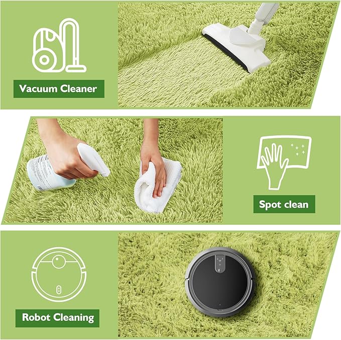 6x9 Fluffy Area Rug for Living Room,Shag Area Rugs for Bedroom,Grass Green Soft Fuzzy Rug Non-Shedding Indoor Plush Carpet for Kids Bedroom Nursery Dorm Home Decor
