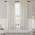 Nanspring Cream Semi Sheer Linen Curtains 72 inch Length for Living Room Back Tab Rod Pocket Modern Farmhouse Coastal Decor Cotton Textured Gauze Curtains for Dining Room Office Sunroom 38x72
