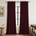 Guken 100% Blackout Curtains 120 Inch Length 2 Panels Set for Living Room Bedroom Back Tab Thermal Insulated Black Out Linen Drapes Room Darkening Window Curtains Burgundy 52x120