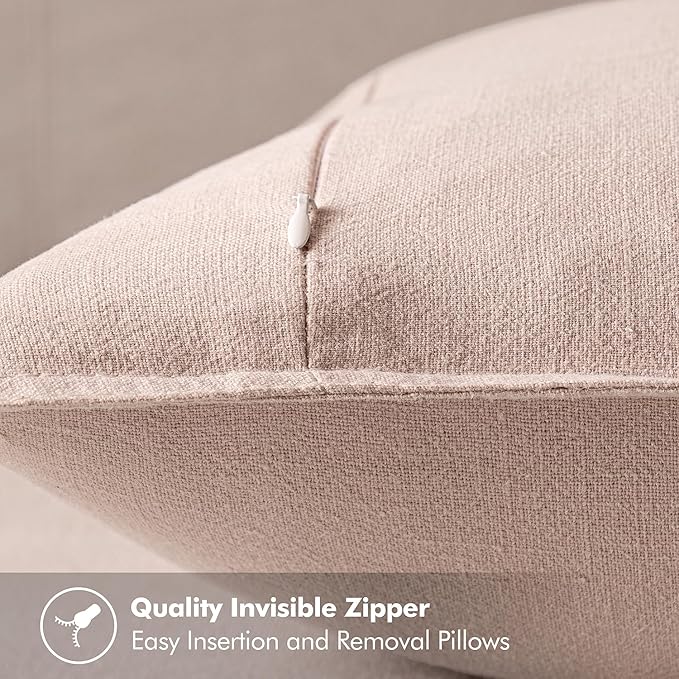 MIULEE Decorative Linen Pillow Covers 20x20 Inch Light Pink Boho Farmhouse Neutral Valentine Spring Couch Throw Pillows for Bed Pack of 2 Accent Modern Pillowcase Sofa Livingroom Home Decor