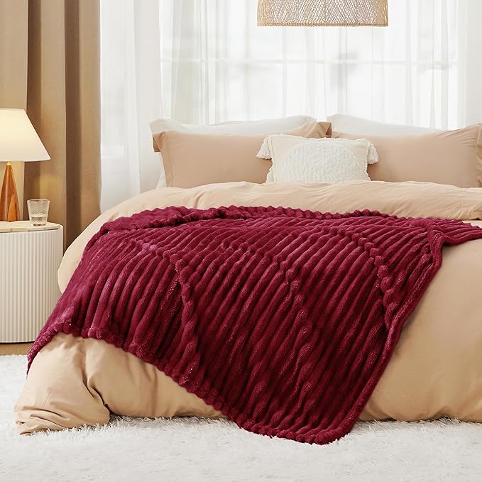 Bedsure GentleSoft Red Fleece Blanket for Couch - Cozy Soft Blankets for Women, Cute Small Throws for Girls, 50x70 Inches