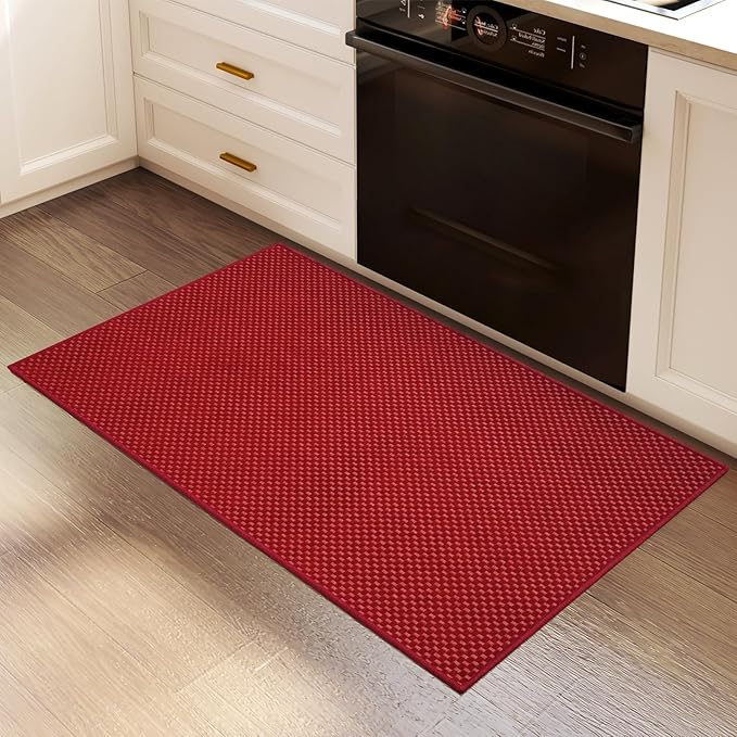 YDKGL 2x3 ft Indoor Door Mat Entryway Rug Non Slip Boho Woven Washable Small Area Rugs Runner, Front Entry Rug Entrance Doormat for Hall Porch Bathroom Kitchen Bedroom Easy Clean, Red 24"x36"