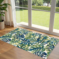 Front Door Mat Indoor Entrance - 2x4.3 Ft Spring Washable Layered Doormat Outdoor Entrance Porch Rug Non-Slip Botanical Green Blue Leaf Runner Rug for Kitchen Bedroom Laundry Room Porch Decor