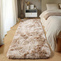 ONASAR Runner Rugs for Bedroom Living Room, Tie-Dyed Beige 2x6 Bedside Hallway Fluffy Area Rug, Ultra Soft Plush Furry Faux Fur Non Slip Floor Carpet for Nursery Kids Dorm Closet Home Decor