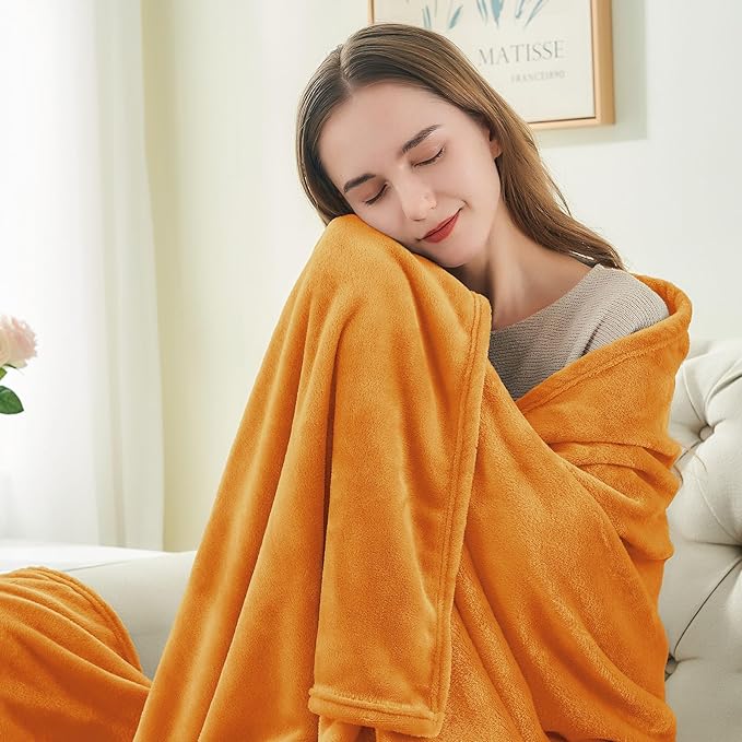 BEDELITE Burnt Orange Throw Blankets for Couch & Bed, 300GSM Luxury Plush Cozy Fleece Blanket 50" x 60", Super Soft Lightweight Fall Blanket for Travel Camping