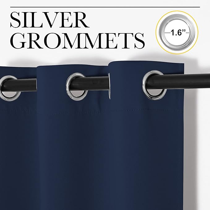 NICETOWN Bedroom Blackout Curtains Panels, 1 Pair, 55 inches by 94 Inch, Navy, Triple Weave Energy Saving Thermal Insulated Solid Grommet Blackout Draperies for Patio