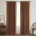 MIULEE 100% Blackout Linen Curtains for Bedroom, Brown Solid Luxury Decor Thermal Insulation Room Darkening Drapes for Living Room Nursery Back Tab Rod Pocket 42 x 90 Inches, 2 Panels