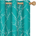 Deconovo Blackout Curtains, Thermal Insulated Soundproof Drapes with Tree Foil Print, 42 x 63 Inch, Set of 2, Machine Washable Window Curtain for Bedroom Living Room Nursery Kitchen Office, Turquoise