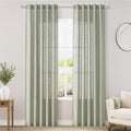 Sage Green Linen Blend Drapes 84 Inch Length 2 Panels Set Back Tab Rod Pocket Semi Sheer Textured Light Green Vertical Curtains Boho Farmhouse Decor Spring Curtains for Living Room Bedroom 40x84