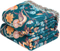 MSGKV Boho Throw Blanket for Couch 50"x60" Cotton Birds Floral Blanket Sofa Chair Blankets Muslin Spring Breathable All Seasons Lightweight Farmhouse Blankets Home Decor
