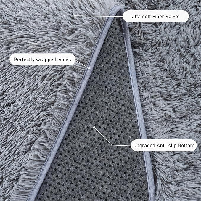 Rugs for Bedroom 4x6, Soft Shaggy Modern Shag Area Rug for Living Room, Upgrade Non-Slip Plush Fluffy Carpet for Kids Boys Girls Room Home Decor Aesthetic, Grey