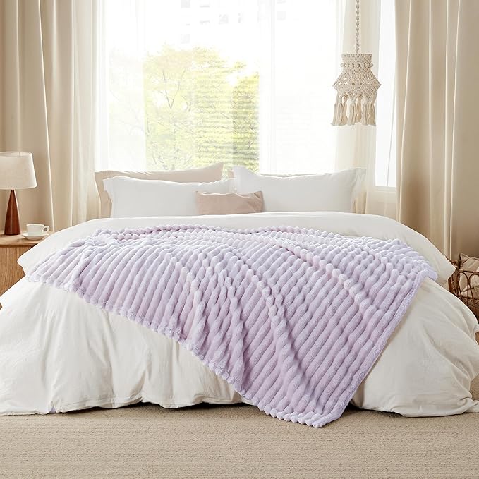 Bedsure GentleSoft Lavender Fog Throw Blanket for Couch - Cozy Soft Blankets for Women, Cute Small Throws for Girls, 50x70 Inches