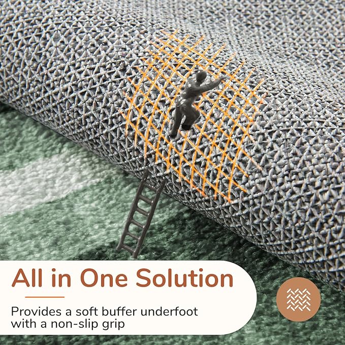 OPPODREAM Border Soft Area Rugs 5x7, Washable Green Rug with Non Slip Backing, 5 x 7 Faux Cashmere Low-Pile 5x7 Carpet