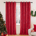 Deconovo Christmas Curtains, Red Curtain, Blackout Drapes, Thermal Insulated Noise‑Reduced Drape, Wave Line Dots Foil Print, 52 x 84 Inch, 2 Panels, Machine‑Washable Window Panel for Party Living Room