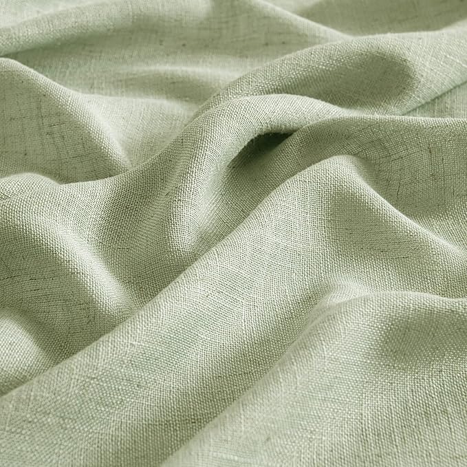 MIULEE Sage Green Linen Curtains 108 Inches Long for Bedroom Living Room, Soft Thick Linen Textured Window Drapes Semi Sheer Light Filtering Back Tab Rod Pocket Burlap Look, 2 Panels