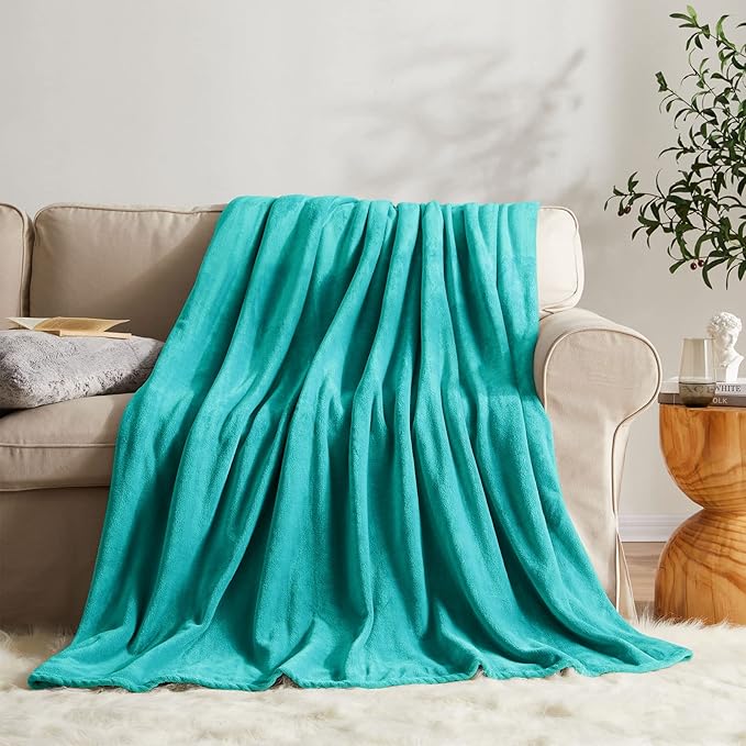KMUSET Fleece Blanket Twin Size Teal Lightweight Super Soft Cozy Luxury Bed Blanket Microfiber