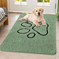 Smiry Dog Door Mat for Muddy Paws, Absorbent Dirt Trapper Non Slip Quick Dry Washable Chenille Mat for Mud Dogs, Entry Rug for Indoor and Outdoor (40x32 Inches, Olive Green and Black)