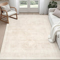 6x9 Area Rugs for Living Room: Vintage Boho Neutral Washable Rug Indoor Soft Large Area Rug Carpet for Bedroom Nursery Farmhouse Dining Room Office Floor Non-Slip Low Pile Under Table Rug Beige