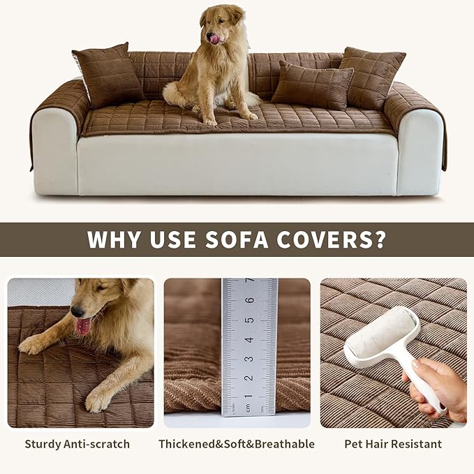 Couch Covers for Dogs Washable, Non Slip Couch Covers for Loveseat Sofa Pet Friendly, Soft Fuzzy Sofa Covers for Pet, Dog Couch Cover Furniture Protector(1PC,Dark Brown,27.6"x70.9")