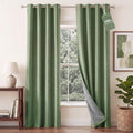 NICETOWN 100% Absolutely Blackout Linen Curtains for Bedroom Living Room, Dark Green, 52" Wide, 2 Pieces, Privacy Thermal Insulated Window Drapes 84" Long for Home Theater Enthusiasts or Gamers