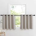 NICETOWN Thick Living Room Valances 24 inches Long, Farmhouse Grommet Faux Linen Room Darkening Curtain Tiers Thermal Insulated Window Covering Small Curtains for Cafe, Angora, W52 x L24, 1 Pair