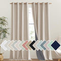 NICETOWN Cream 100% Blackout Linen Curtains 102 inch Long Burg for Living Room, 1 Pair, 52" Width Each Panel, Farmhouse Thick Completely Blackout Window Treatment Thermal Insulated Drapes