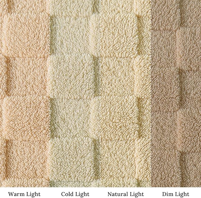 Exclusivo Mezcla Twin Size Flannel Fleece Blanket, Super Soft and Warm Lightweight Checkered Pattern Blankets for All Seasons, 60x80 Inches, Beige