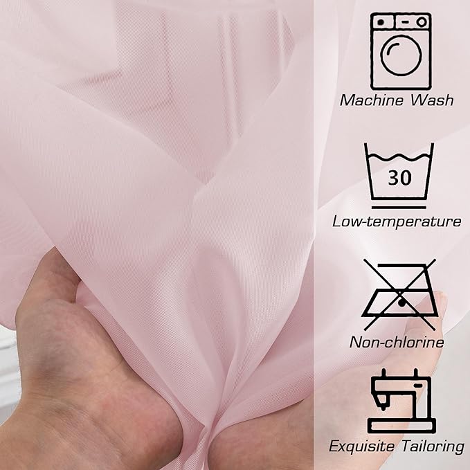 OWENIE Sheer Curtains 54 Inch Length 2 Panels Set, Blush Sheer Curtain for Living Room, Soft Airy Window Treatments for Bedroom, Fimly Voile Sheer Curtains & Drapes, 2 Pcs 84 Width 54 Long