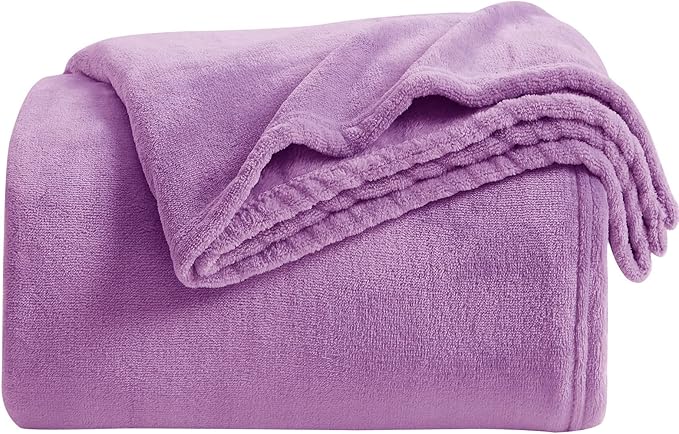 KMUSET Fleece Blanket Throw Size Lilac Lightweight Super Soft Cozy Luxury Bed Blanket Microfiber