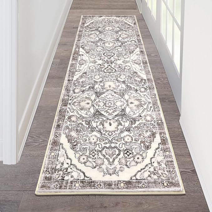 HEBE Hallway Runner Rug 2'x6' Washable Vintage Distressed Area Rugs Non Slip Laundry Rug Runner Boho Floor Carpet Runners for Hallways Entryway Laundry Room Kitchen Bathroom