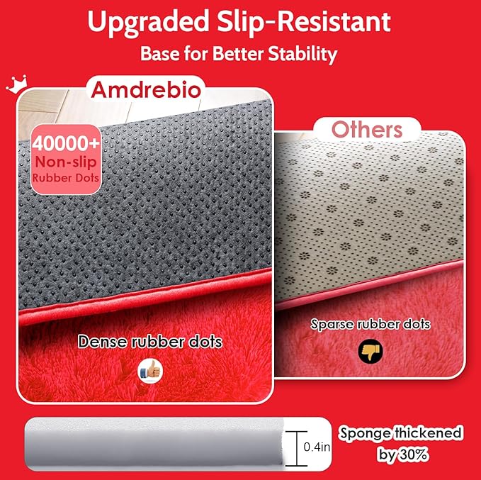 Red Round Circle Rug 6Ft for Bedroom, Large Fluffy Shag Area Rugs for Kids Room Decor Aesthetic, Fuzzy Plush Fur Carpets for Living Room Nursery Classroom, Red Carpet, Furry Indoor Rugs for Teen Boys