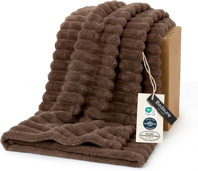 Bedsure GentleSoft Brown Fleece Blanket for Couch - Cozy Soft Blankets for Women, Cute Small Throws for Girls, 60x80 Inches
