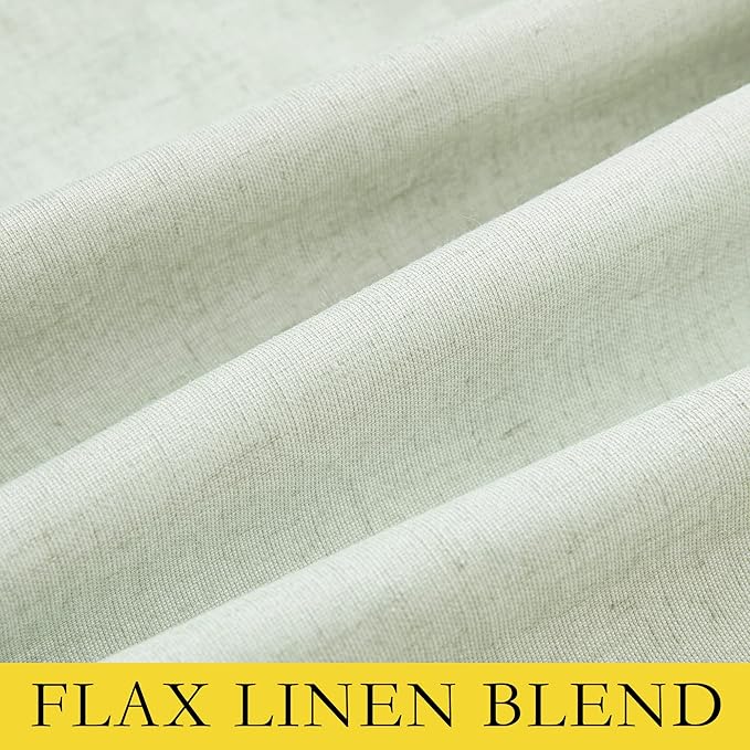 NICETOWN Sage Green High-End Thermal Flax Linen Curtains, 52" Wide Per Panel, Set of 2, Full Blackout Privacy Drapes 72 Inches Long for Dining Room, Soundproof Window Treatment Panels for Hall Room