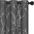 Deconovo Blackout Curtains Grey, Thermal Insulated Soundproof Drapes, Silver Branch Foil Print, 42 x 54 Inch, 2 Panels, Machine‑Washable Privacy Window Panel for Living Room Bedroom Small Windows