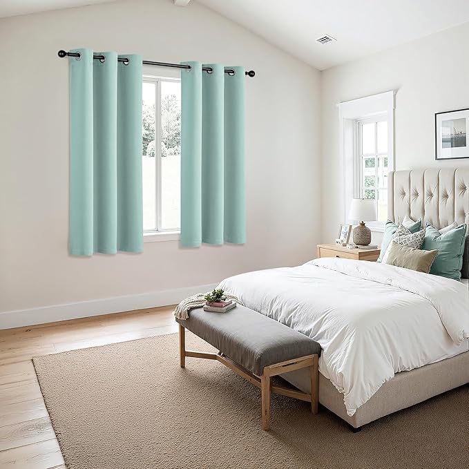 MIULEE Aqua Blackout Curtains for Bedroom Living Room 54 Inches Long 2 Panels, Thermal Insulated Room Darkening Drapes Solid Grommet Noise Reduction Light Blocking Window Treatments 40x54 Inch