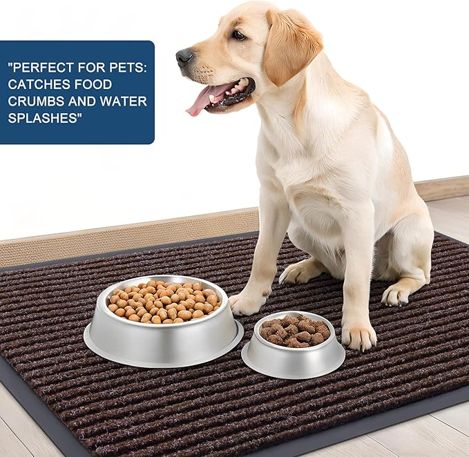OLANLY Front Door Mat Indoor Outdoor Entrance, 2-Pack 35 x 23 Inch, Waterproof Heavy Duty Doormat, Fade Resistant, Low Profile, Easy Clean Patio Porch Welcome Floor Mats for Entry, Tan