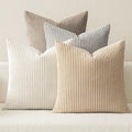 MIULEE Boho Farmhouse Throw Pillow Covers 18x18 Inch Set of 4 Neutral Tan Decorative Cushion Covers Soft Corduroy Nordic Spring Home Decor for Couch Bed Sofa Living Room