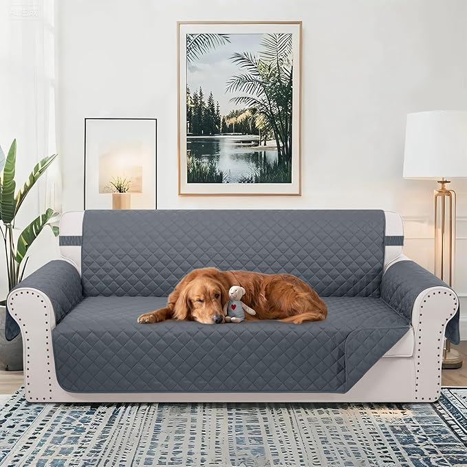 Reversible Oversized Sofa Covers Couch Cover Furniture Protector for Dogs Elastic Straps Water Resistant(XLSofa Dark Blue/Dark Blue)