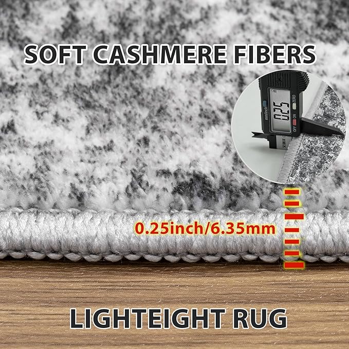 Runner Rug for Hallways Kitchen 2'6"x8' Washable Non Slip: Carpet Non Skid 8ft Entryway Rubber Backed 8 Feet Neutral Abstract Modern Rug Low Pile Pet Friendly Indoor Black Grey