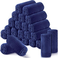 Buryeah 24 Pcs Flannel Throw Blanket Bulk 50 x 60 in Sleepover Blanket Outdoor Wedding Throw Lightweight, Oeko-tex Standard 100 Certified for Sofa Homeless Gifts (Navy)