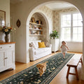 2x12 Washable Hallway Runner Rug - Soft Low Pile Floral Animal Cat Print Rugs with Non-Slip Backing Waterproof Stain-Resistant Indoor Carpet for Kitchen Entryway Bathroom Bedroom (Sage Green)
